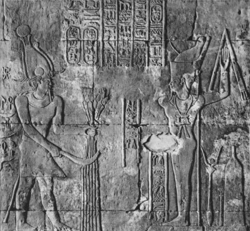 In this scene in the Edfu temple, the entire phallus of Min has been removed (Photo: Troels Myrup Kristensen)